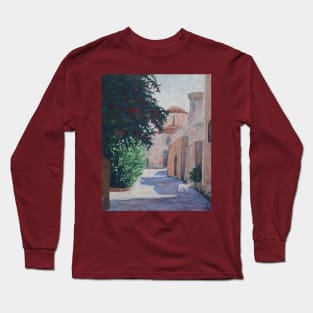 Rhodes Old Town Oil painting Long Sleeve T-Shirt